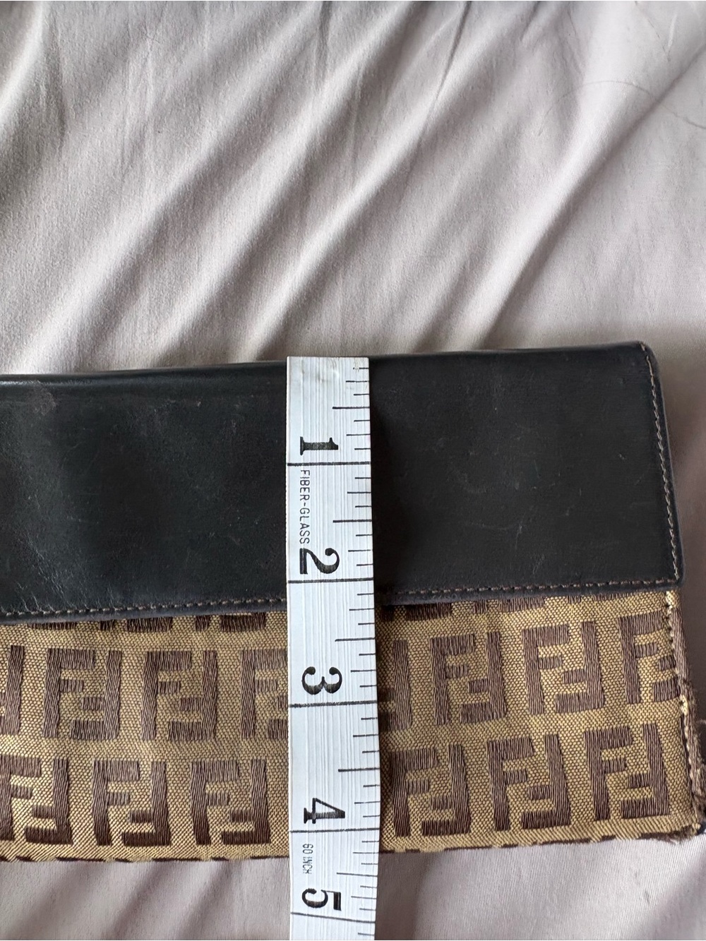 Vintage FENDI Zucchino Canvas Compact Wallet - Tobacco/Black - Read Description - Picture 12 of 13